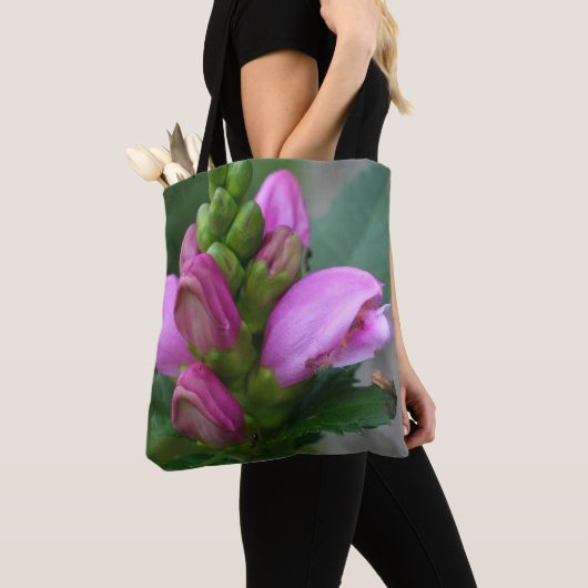 Roze tortelhoofdbloem tote bag (Dichtbij)