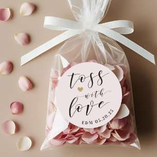 Roze Toss met Liefde Trouwfeest Confetti Favor Ronde Sticker