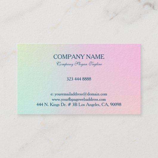 Roze tot blauwe achtergrond visitekaartje (Achterkant)