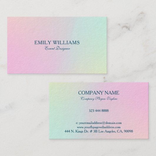 Roze tot blauwe achtergrond visitekaartje (Voorkant / Achterkant)