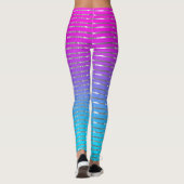 Roze tot blauwe ombre zilveren strepen patroon leggings (Achterkant)