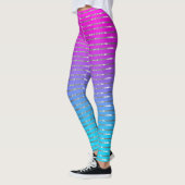 Roze tot blauwe ombre zilveren strepen patroon leggings (Links)