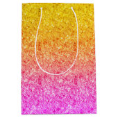 Roze tot gele gradiënt Glitter textuur Medium Cadeauzakje (Voorkant)