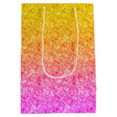 Roze tot gele gradiënt Glitter textuur Medium Cadeauzakje (Achterkant)