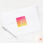 Roze tot gele Waterverf Vierkante Sticker (Envelop)