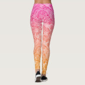 Roze tot oranje ombre met witte paisley leggings (Achterkant)