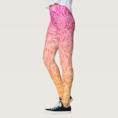 Roze tot oranje ombre met witte paisley leggings (Links)