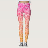 Roze tot oranje ombre met witte paisley leggings (Voorkant)