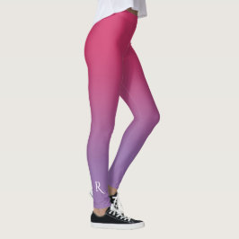 Roze tot Paarse gradiënt met elegante monogram Leggings