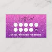 Roze tot Paarse Ombre Glitter Lash Technician Klantenkaartje (Voorkant)