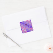 Roze tot Paarse Paarse achtergrond van het Hart Co Vierkante Sticker (Envelop)