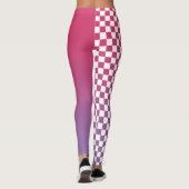 Roze tot Paarse verloop en geruit patroon Leggings (Achterkant)