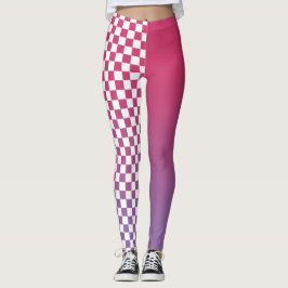 Roze tot Paarse verloop en geruit patroon Leggings