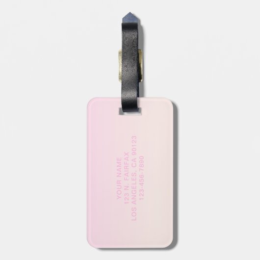Roze tot Perzik Sunset Ombre met tekst Bagagelabel (Achterkant verticaal)