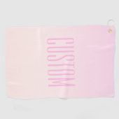 Roze tot Perzik Sunset Ombre met tekst Golfhanddoek (Horizontaal)