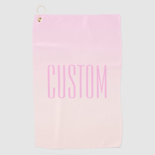 Roze tot Perzik Sunset Ombre met tekst Golfhanddoek (Voorkant)