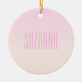Roze tot Perzik Sunset Ombre met  tekst Keramisch Ornament