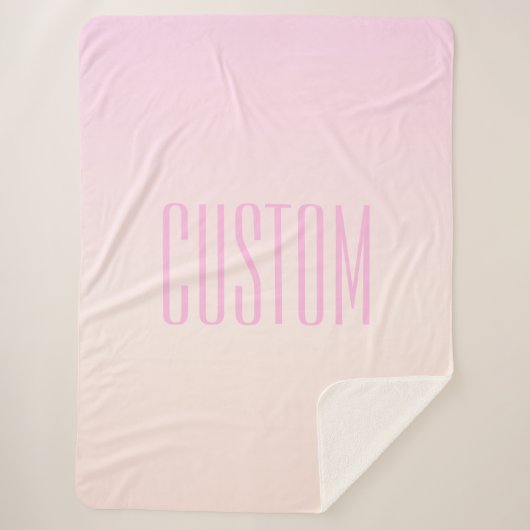Roze tot Perzik Sunset Ombre met  tekst Sherpa Deken (Voorkant)
