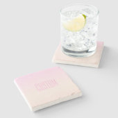 Roze tot Perzik Sunset Ombre met  tekst Stenen Onderzetter (Zijkant)