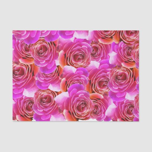 Roze tot rode Rozen Tissuepapier (Voorkant)