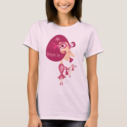 Roze tot roze lint t-shirt (Voorkant)