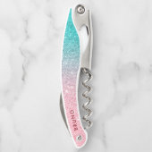 Roze tot turquoise glitter ombre achtergrond kurkentrekker (Achterkant)