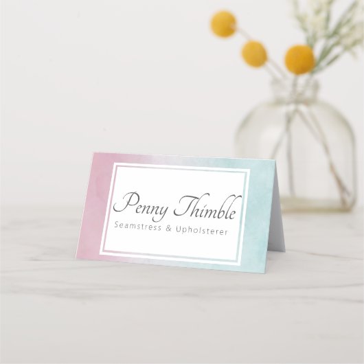 Roze tot turquoise waterverf ombré afsprakenkaart (Voorkant)