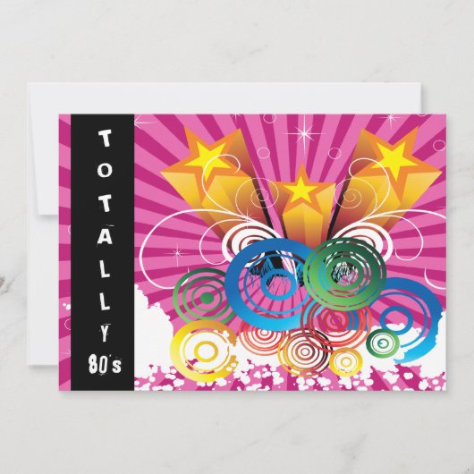 roze totaal 80's retro party Invitation Kaart (Voorkant)