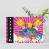 roze totaal 80's retro party Invitation Kaart (Staand voorkant)