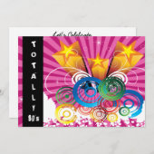 roze totaal 80's retro party Invitation Kaart (Voorkant / Achterkant)