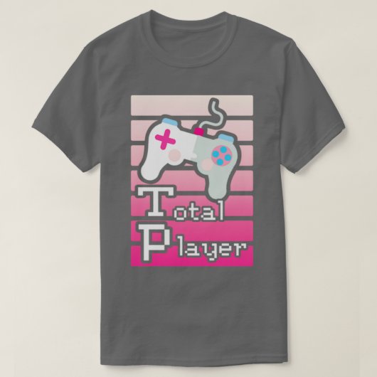Roze totaalontwerp voor games voor spelers t-shirt (Design voorkant)