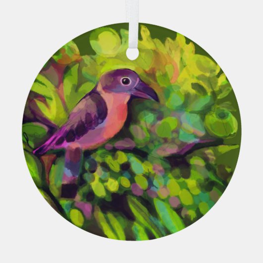 Roze toucanet glas ornament (Achterkant)
