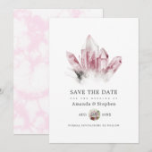 Roze Tourmaline en marmer Wedding Save The Date (Voorkant / Achterkant)