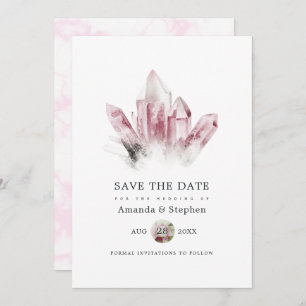 Roze Tourmaline en marmer Wedding Save The Date