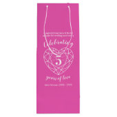 Roze Tourmaline Jubileum 5 jaar wijncadeauzak Wijn Cadeautas (Achterkant)