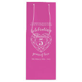 Roze Tourmaline Jubileum 5 jaar wijncadeauzak Wijn Cadeautas (Voorkant)