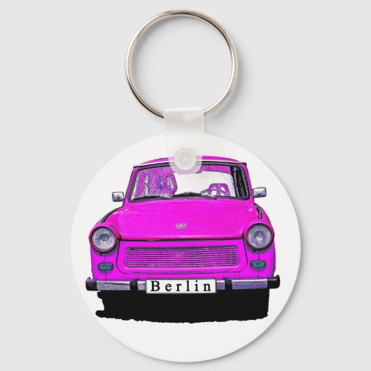 Roze trabant-auto sleutelhanger (Voorkant)