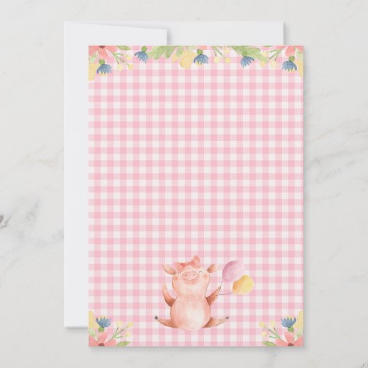 Roze Tractor Ballonnen Boerderijdieren 1e Verjaard Kaart (Achterkant)