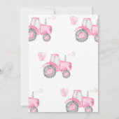 Roze Tractor & Ballonnen Verjaardagsfeest Uitnodig Kaart (Achterkant)