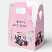 Roze Tractor Flag Waterverf Meisje Baby shower Bedankdoosjes (Geopend)