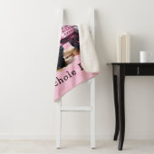 Roze Tractor Flag Waterverf Meisje Baby shower Gif Sherpa Deken (In situ)
