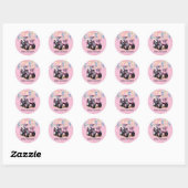 Roze Tractor Flag Waterverf Meisje Baby shower Ronde Sticker (Vel)