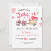 Roze tractor Girl Baby shower Kaart (Voorkant)