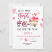 Roze tractor Girl Birthday Uitnodiging (Voorkant)