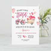 Roze tractor Girl Birthday Uitnodiging (Staand voorkant)