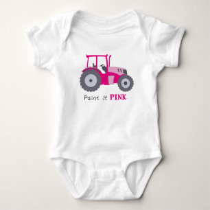 Roze tractor illustratie voor baby's romper