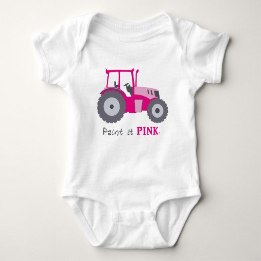 Roze tractor illustratie voor baby's romper (Voorkant)