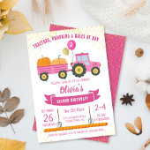 Roze tractor Pumpkin Girls herfst Birthday Kaart