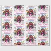 Roze Tractor Schattige Boerderijdieren Rode Schuur Cadeaupapier (Vlak)