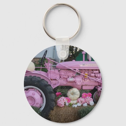 Roze tractor sleutelhanger (Voorkant)